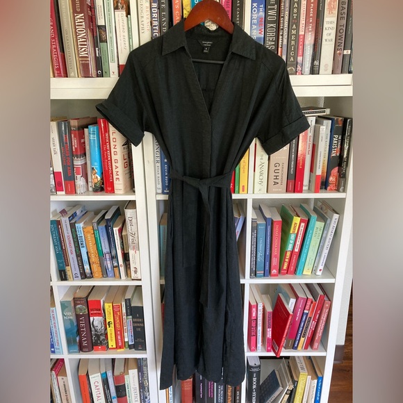 Banana Republic Dresses & Skirts - Banana Republic Factory Black Linen-Blend Shirt Dress with Belt & Pockets